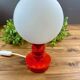 Vintage globe bedside lamp – red lacquered wooden base