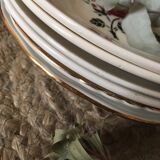 Old hollow plates mismatched ornate in red
