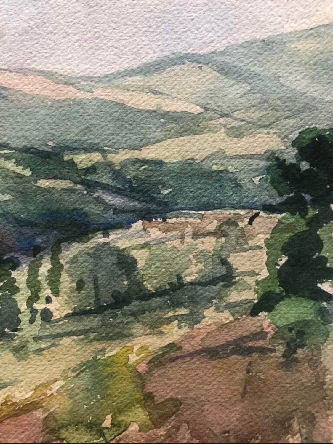 Painting watercolor painting South of France circa 1950