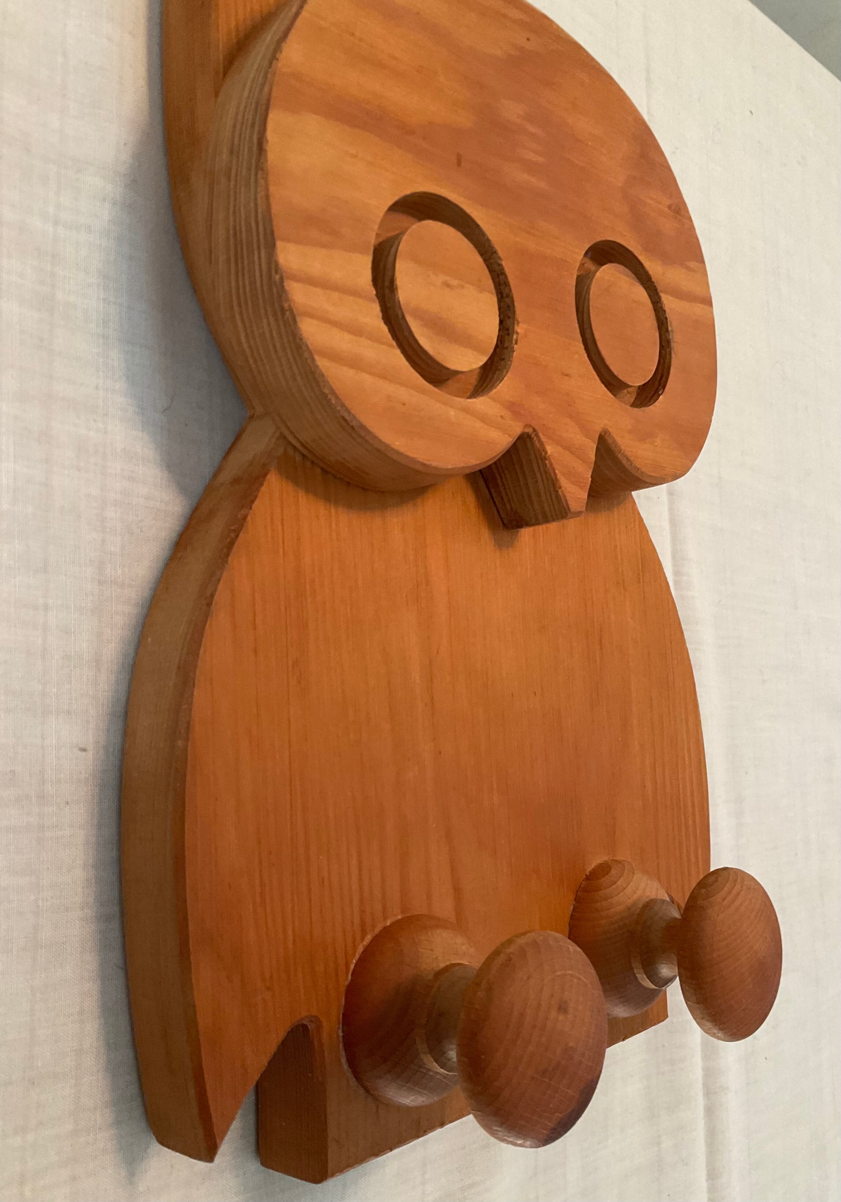 Vintage wooden owl coat rack