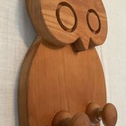 Porte manteau vintage hibou en bois