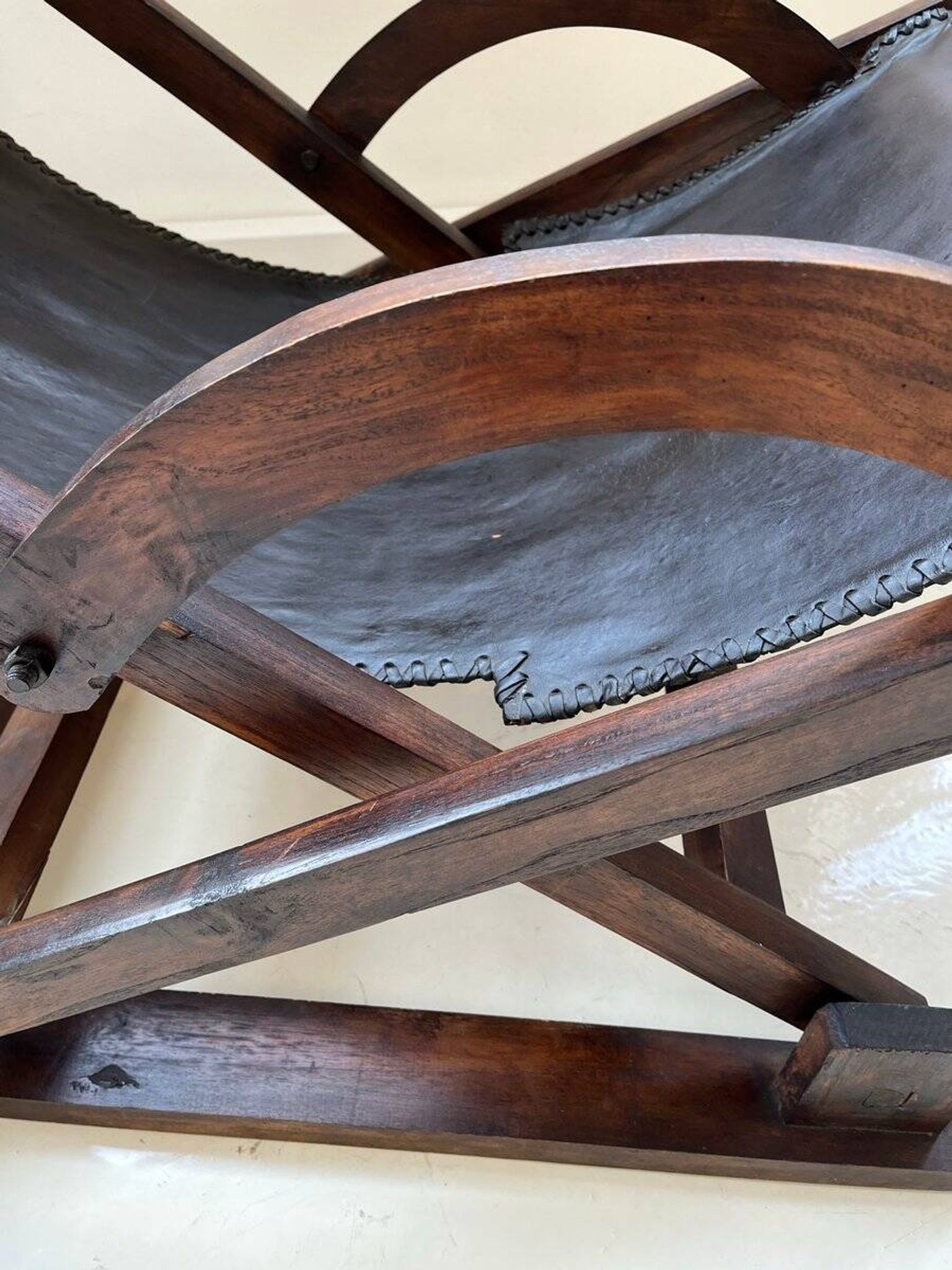 Vintage leather sling chair, 1980s