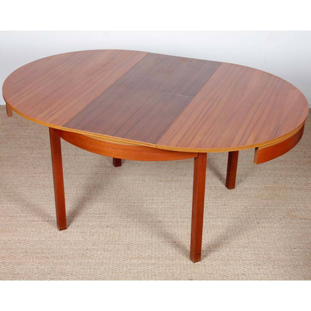 Table de repas ronde extensible en teck, 1970