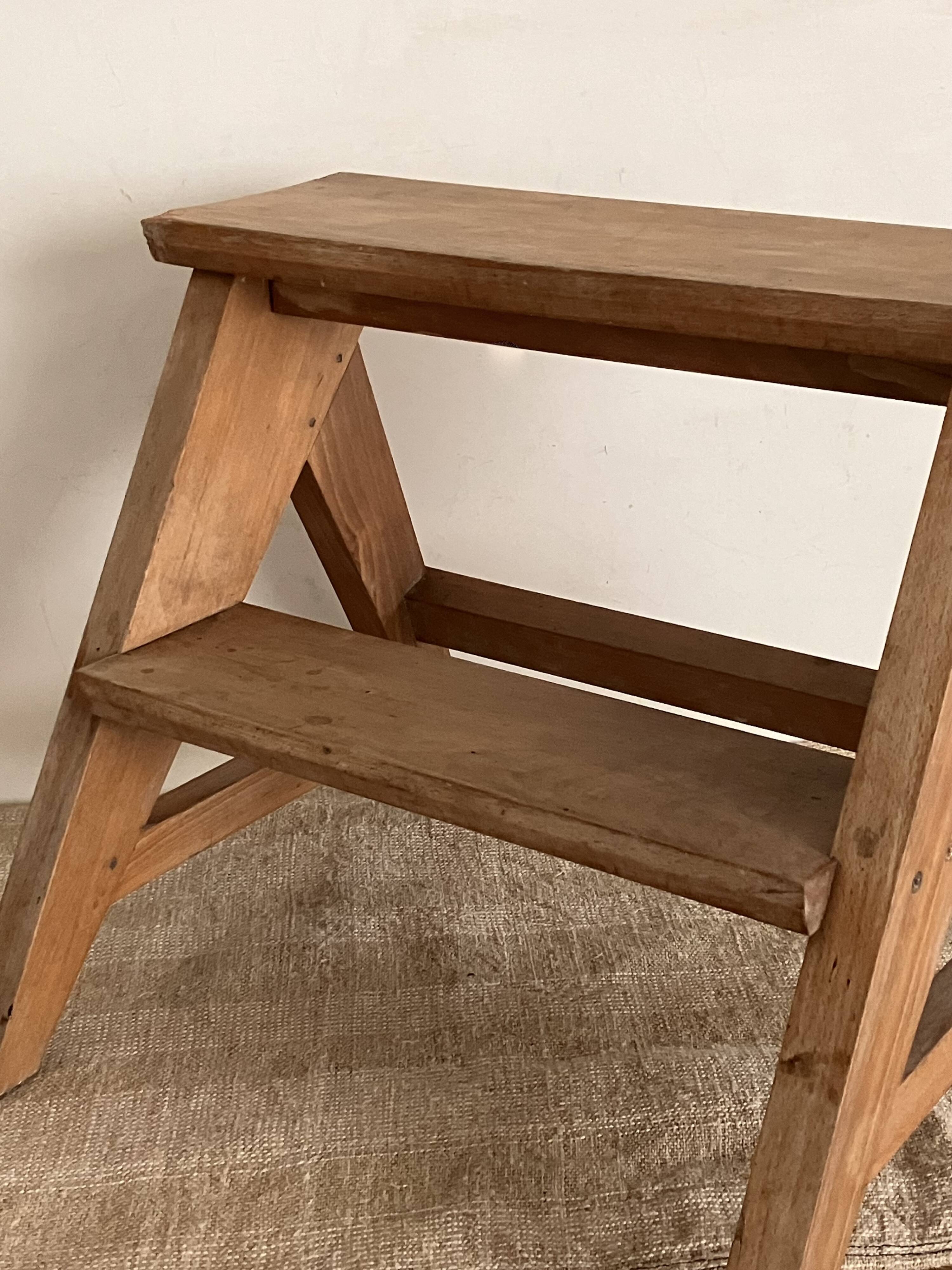 Step stool, small wooden workshop stepladder