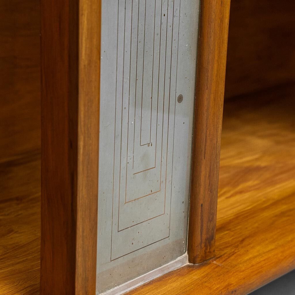 Vintage walnut burl sideboard with decorative inserts, 1940s