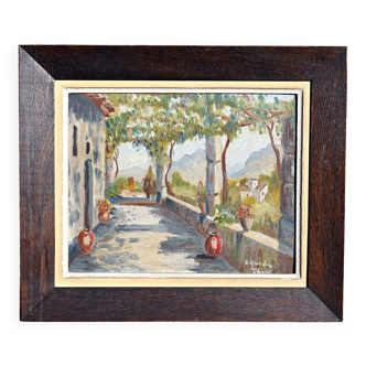 The pergola, painting signed s. alorda dated 1940