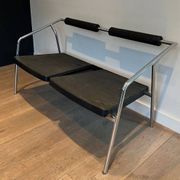 Canapé Design ‘System’, Chrome & Caoutchouc Noir, France, vers 1970