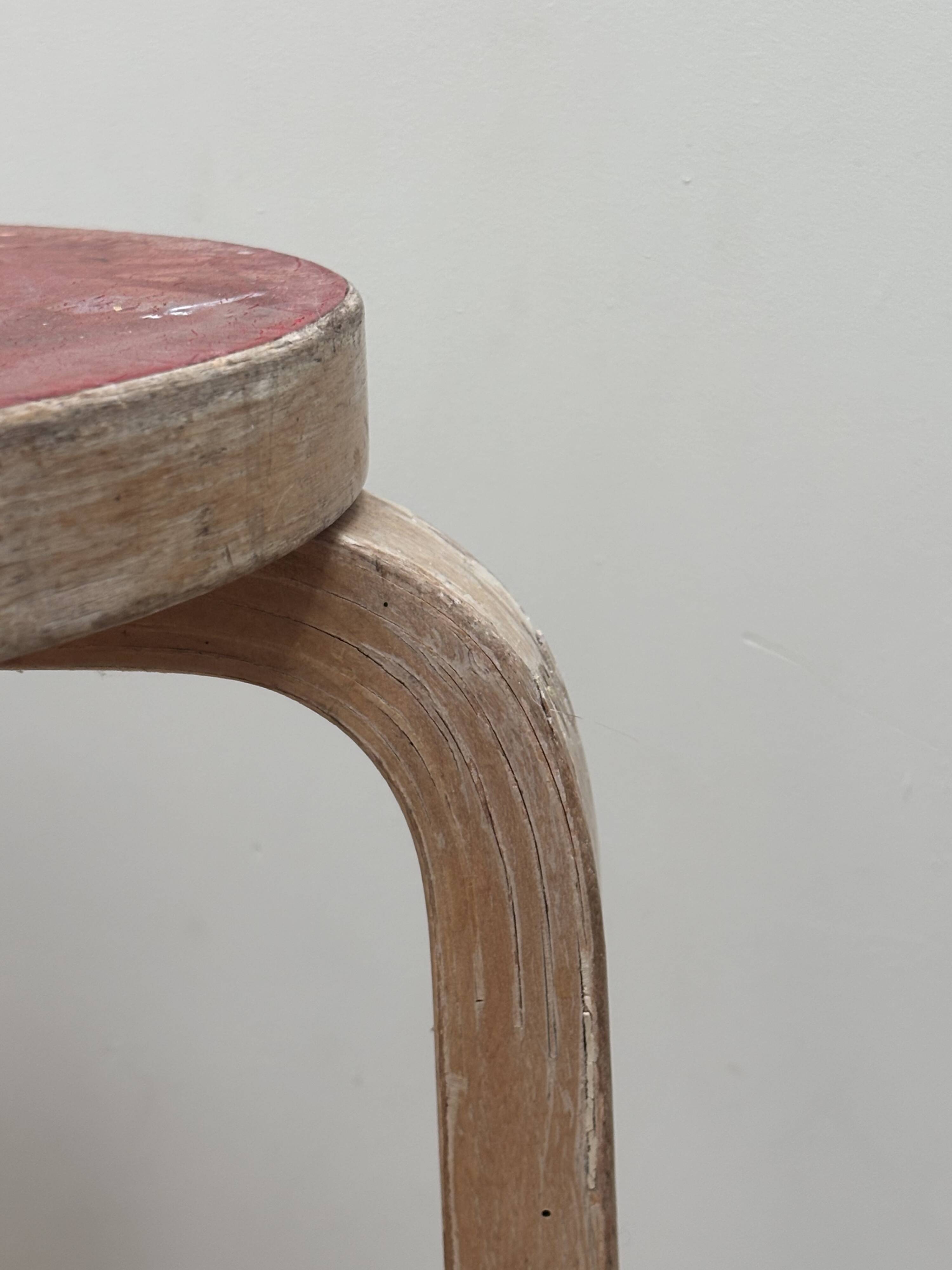 Alvar Aalto Artek Stool 60 Finland 1950s Vintage Birch Original Patina