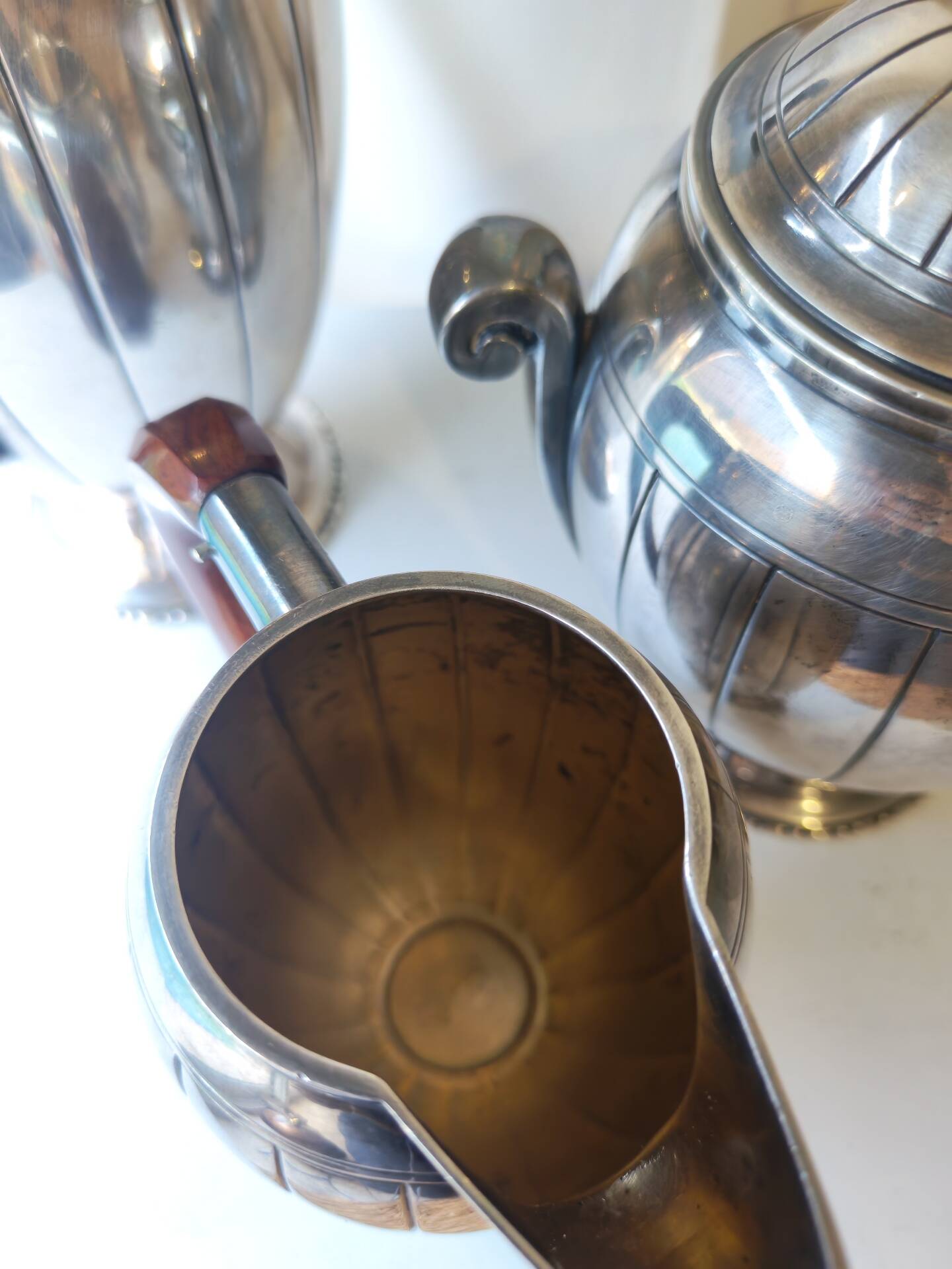 Tea and coffee service in silver-plated metal and wood from the 1930s Art Deco - Wine