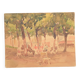 French school 20th century "under the trees of the village square" watercolor