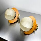 Pair of cocoon sconces with pine, Italy, 1970