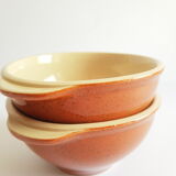 Duo of vintage Emile Henry cognac ear bowls