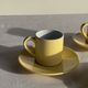 Set of 4 vintage yellow Italian espresso cups and saucers.