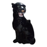 Black panther in ceramic imposing & transformable into lamp Italy circa 1970 Hollywood Regency