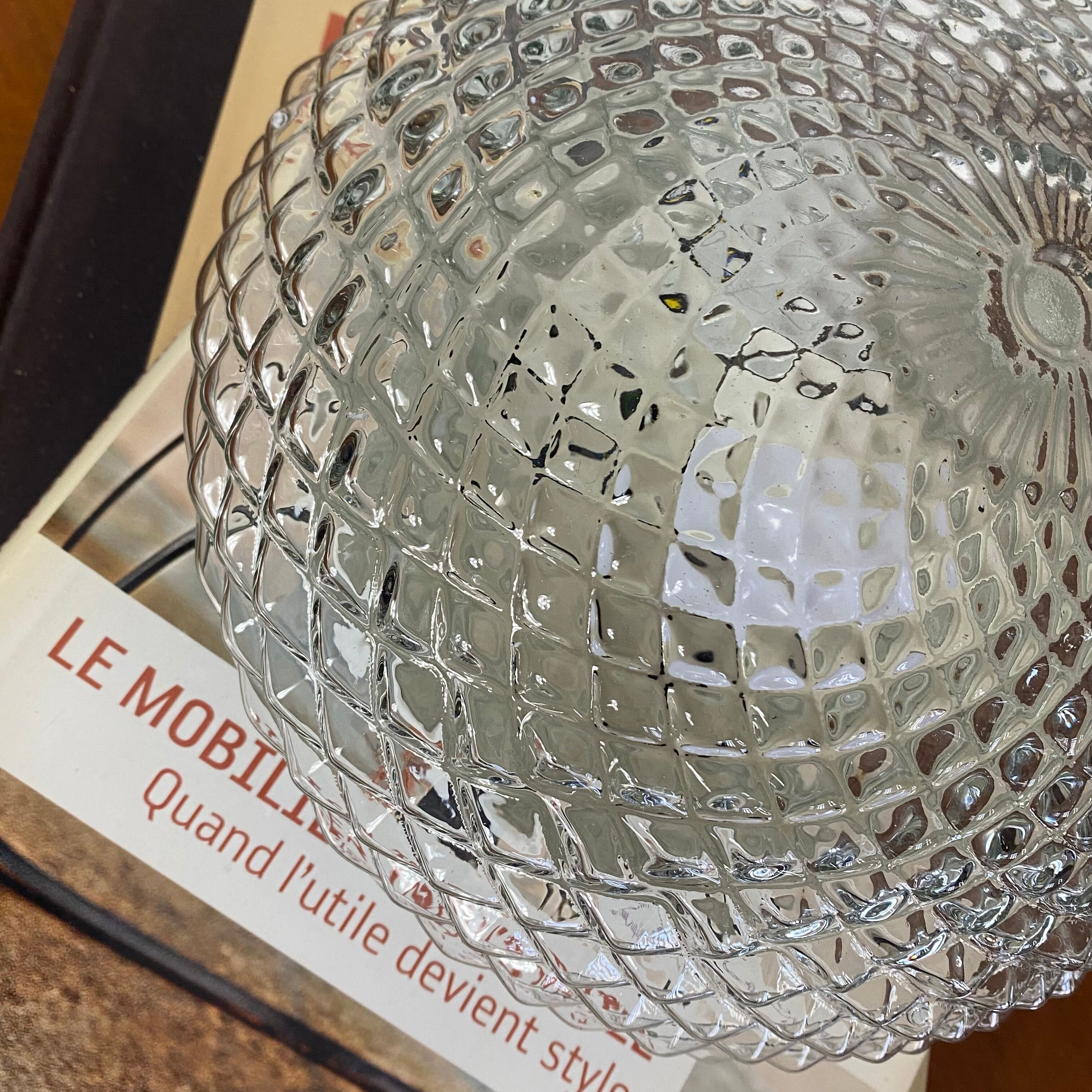 Vintage wall light ceiling fixture transparent glass 1970s 1980s