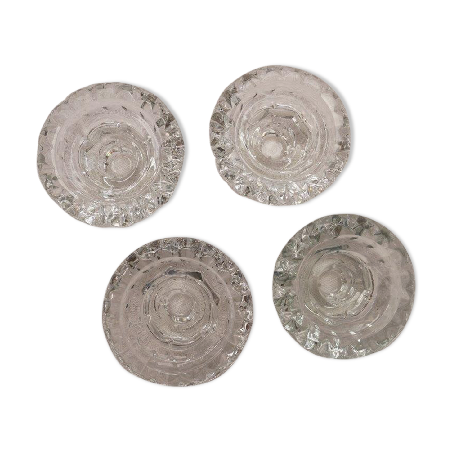 Set of 4 round candle holders in chiseled glass, Luminarc