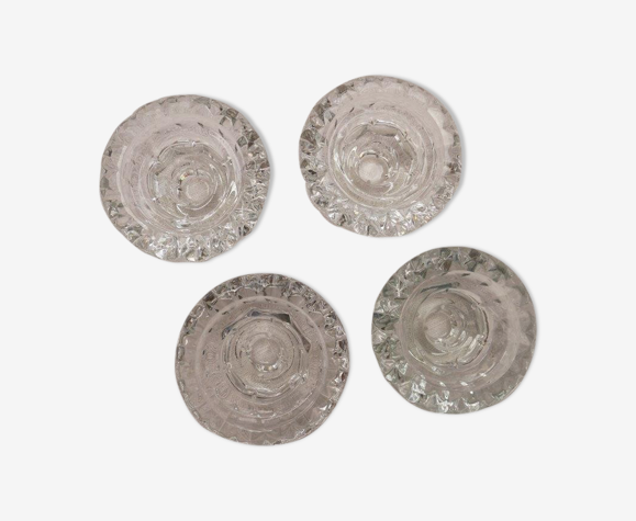Lot de 4 bougeoirs ronds en verre ciselé Luminarc
