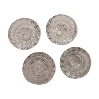 Set of 4 round candle holders in chiseled glass, Luminarc