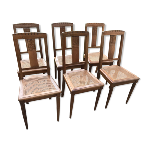 6 chaises cannées époque art Déco