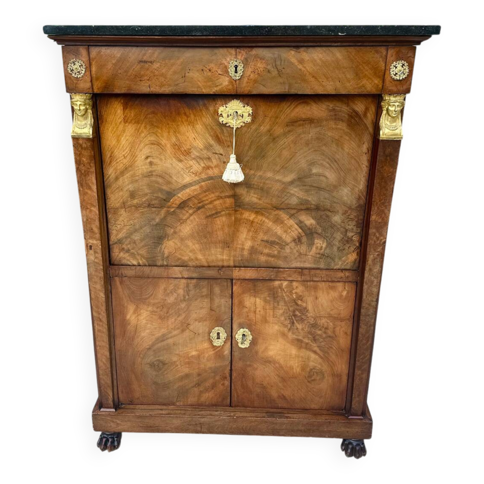 Empire period mahogany burl secretary from Egypt