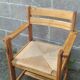 Paire de fauteuils années 50 paille et bois