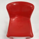 Set of 4 red chairs model 4875 by Carlo Bartoli for Kartell, 1970