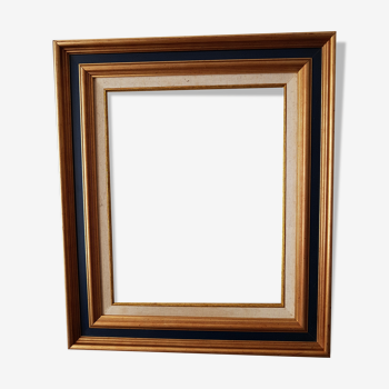 Framed black gilded wood and cream fabric