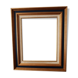 Framed black gilded wood and cream fabric