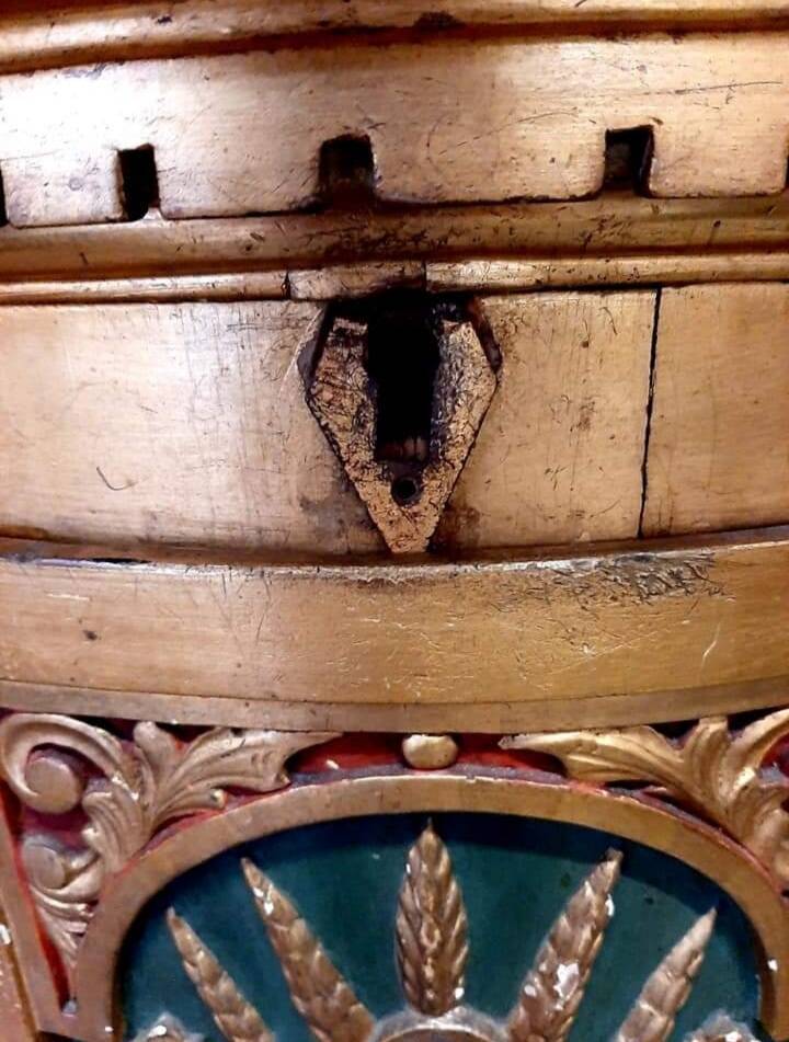 Superb early 19th century church tabernacle in gilded stuccoed wood