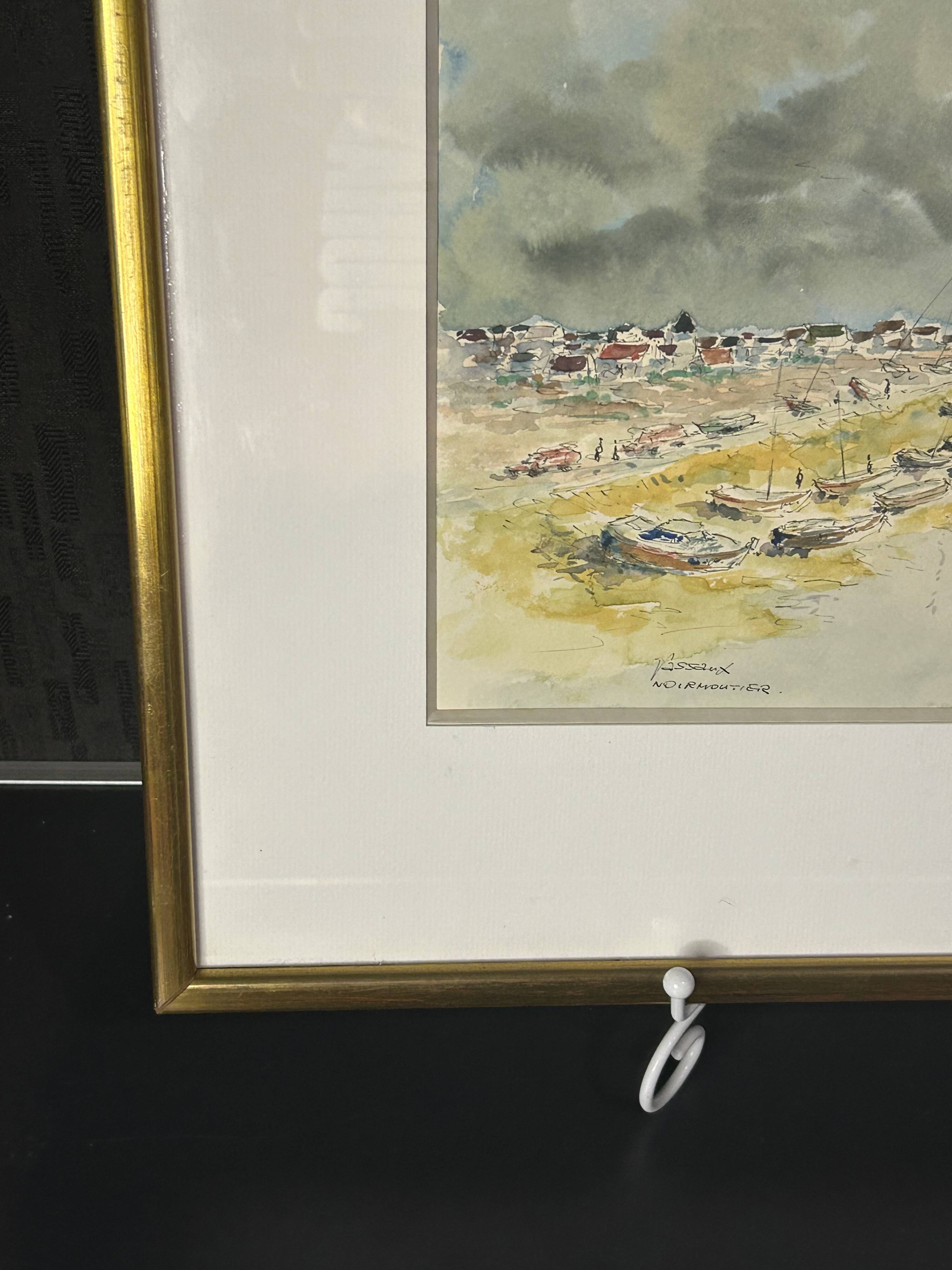 20th century Impressionist school - Vassaux - Marine watercolor - Noirmoutier
