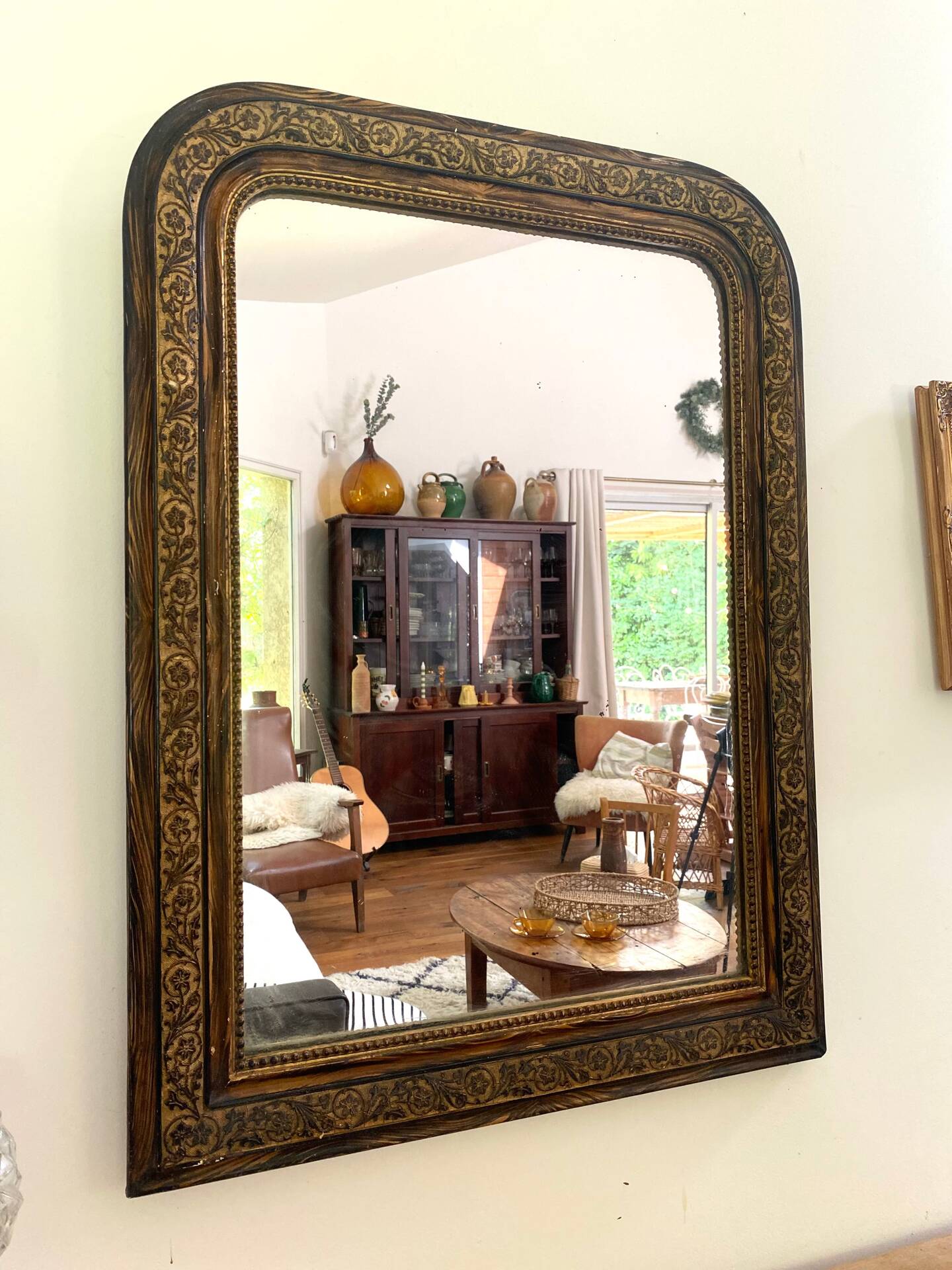 Louis-Philippe mirror, wood and gilded stucco — late 19th century