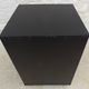 Three-drawer wooden and faux leather chest of drawers on wheels, completely refurbished.