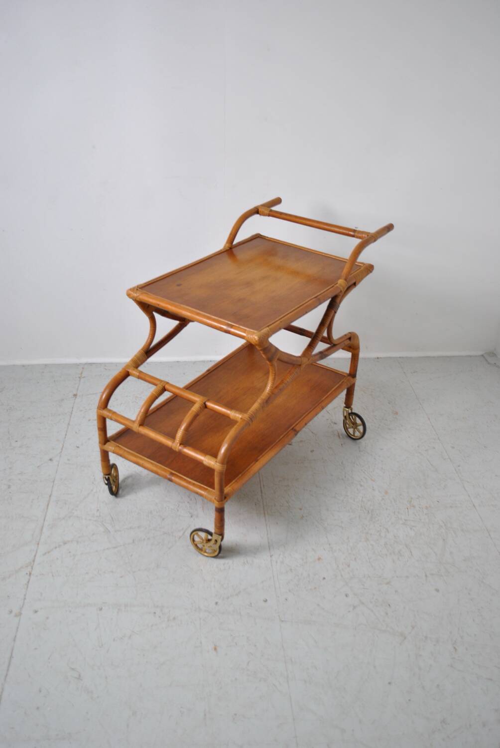 Rattan serving trolley 1970