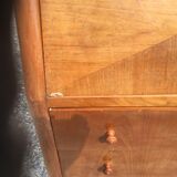 Vintage secretary desk, known as donkey's back, in cherry wood, Italian by Marelli & Fratelli.