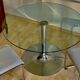 Table legs tulip in chromed metal and tempered glass top Italy stamped Calligaris