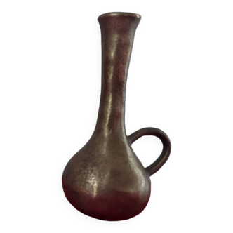 Vase cruche brutaliste laiton massif boho années 60 70