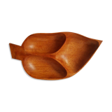Wooden aperitif tray, leaf-shaped / empty vintage pocket