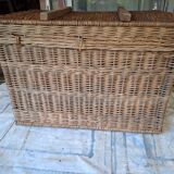 Wicker travel trunk xix metal clasps and cuffs