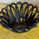 Small Basket - Iridescent Black Braided Ceramic Empty Pocket - 70's German