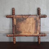 Wooden bamboo imitation mirror, antique mirror, hanging mirror.