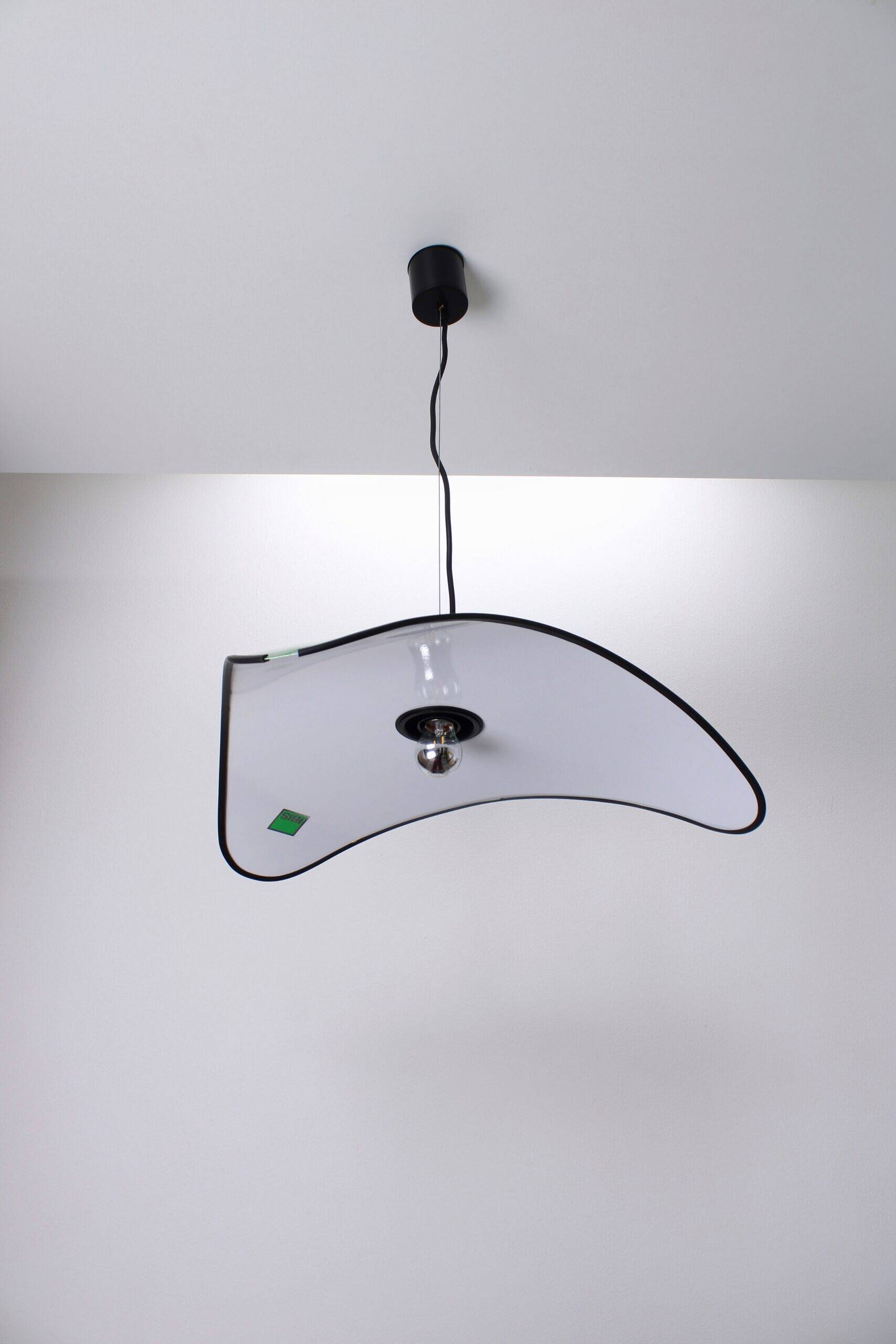 Triangular green metal pendant lamp by IBIS, 1980s