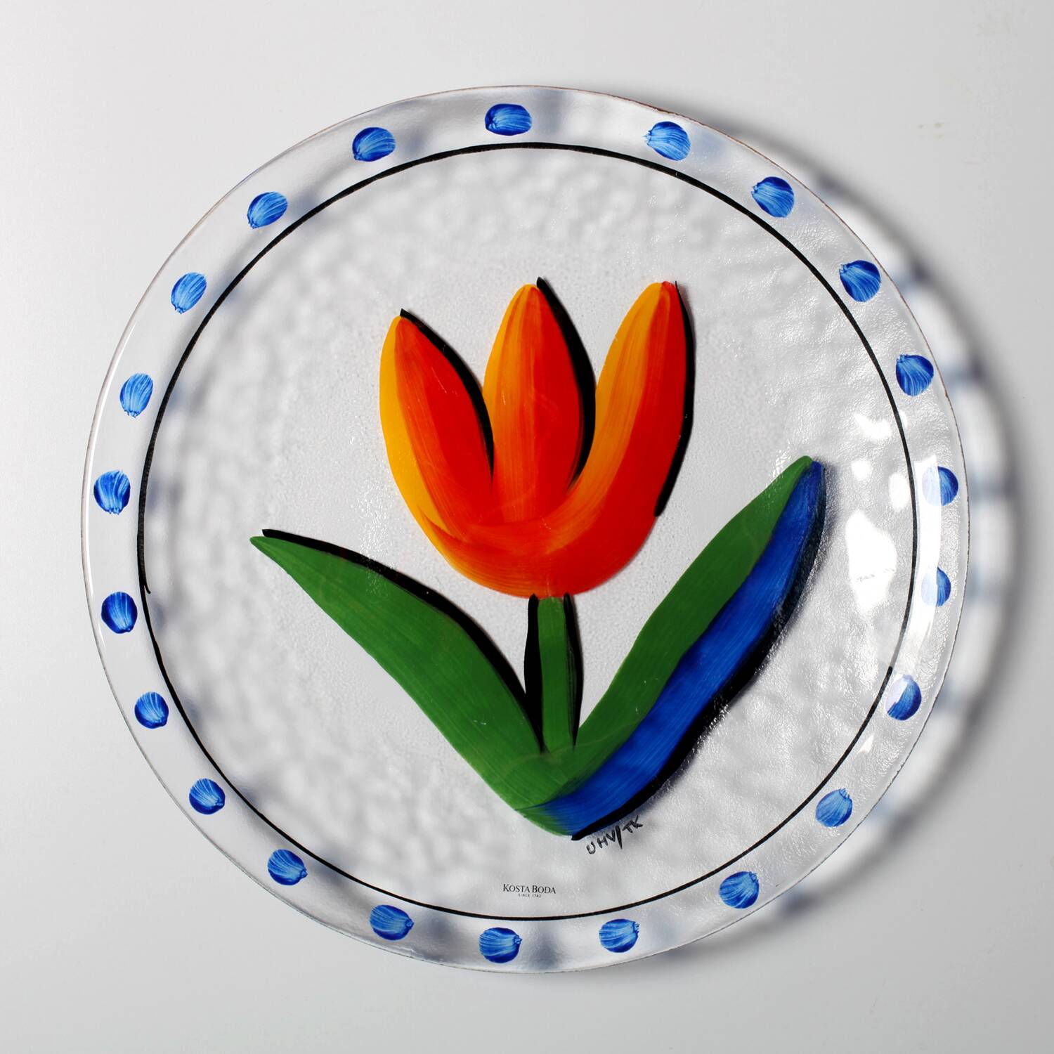 Plat de design floral scandinave Kosta Boda par Ulrica Hydman Vallien