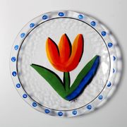 Kosta Boda Scandinavian flower design platter by Ulrica Hydman Vallien