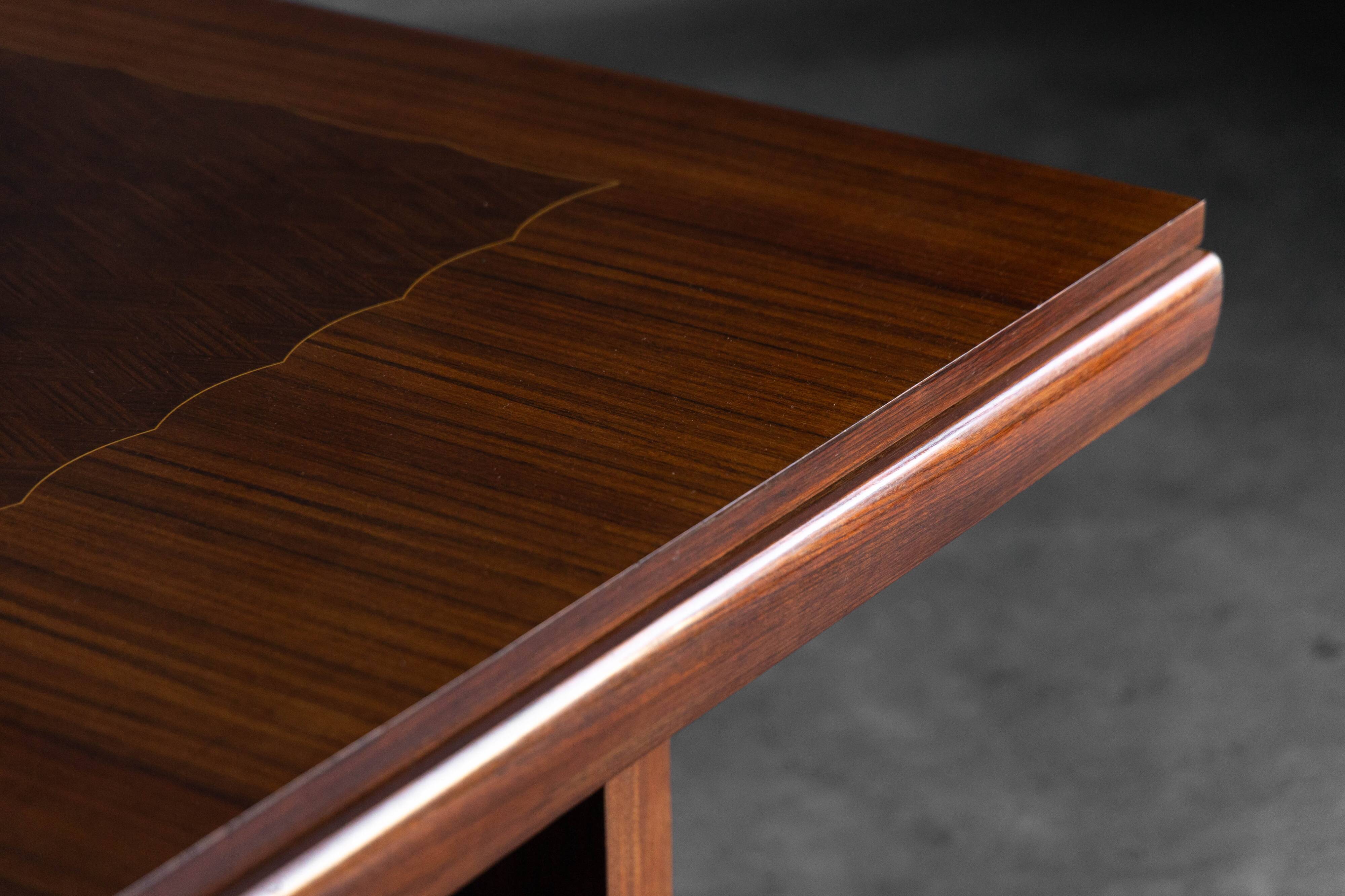 Art Deco parquetry dining table, France, 1930s