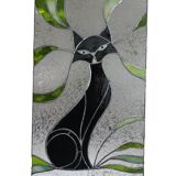 Vitrail chat – Style Tiffany fait main, panneau décoratif mural