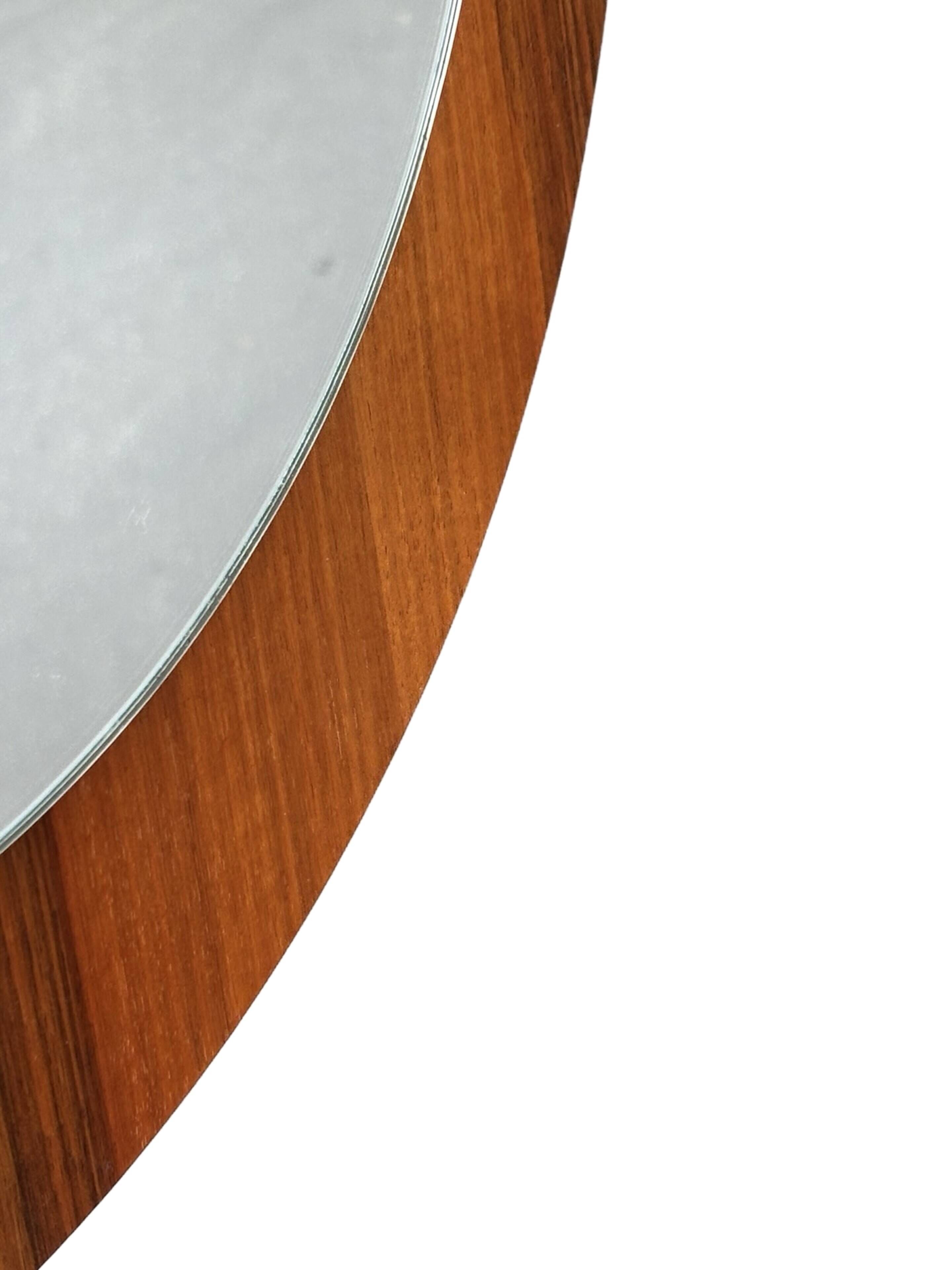 Vintage Round teak wall mirror 1970s wall mirror