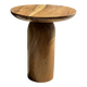 Side table in solid suar with a circular top, column base H51.5 D50.