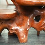 Modern Rustic Adirondack Planter & Pedestal – Organic Wood Art with 3 Shelv