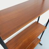 Vintage Italian modular teak and metal bookcase