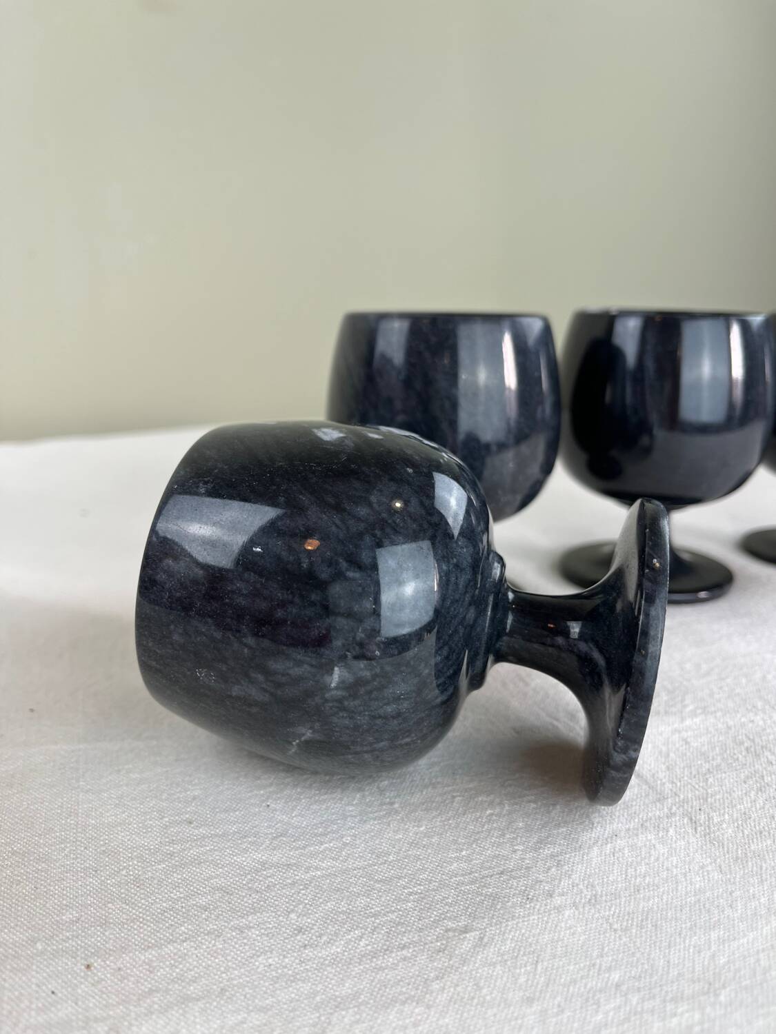 Black marble vases